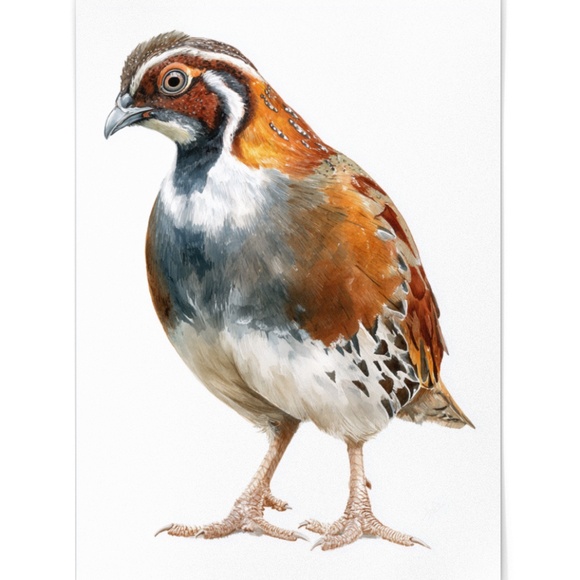 Watercolor Quail Wall Art Print, Unframed - Vibrant Nature-Inspired Home Decor - Picture 2 of 6